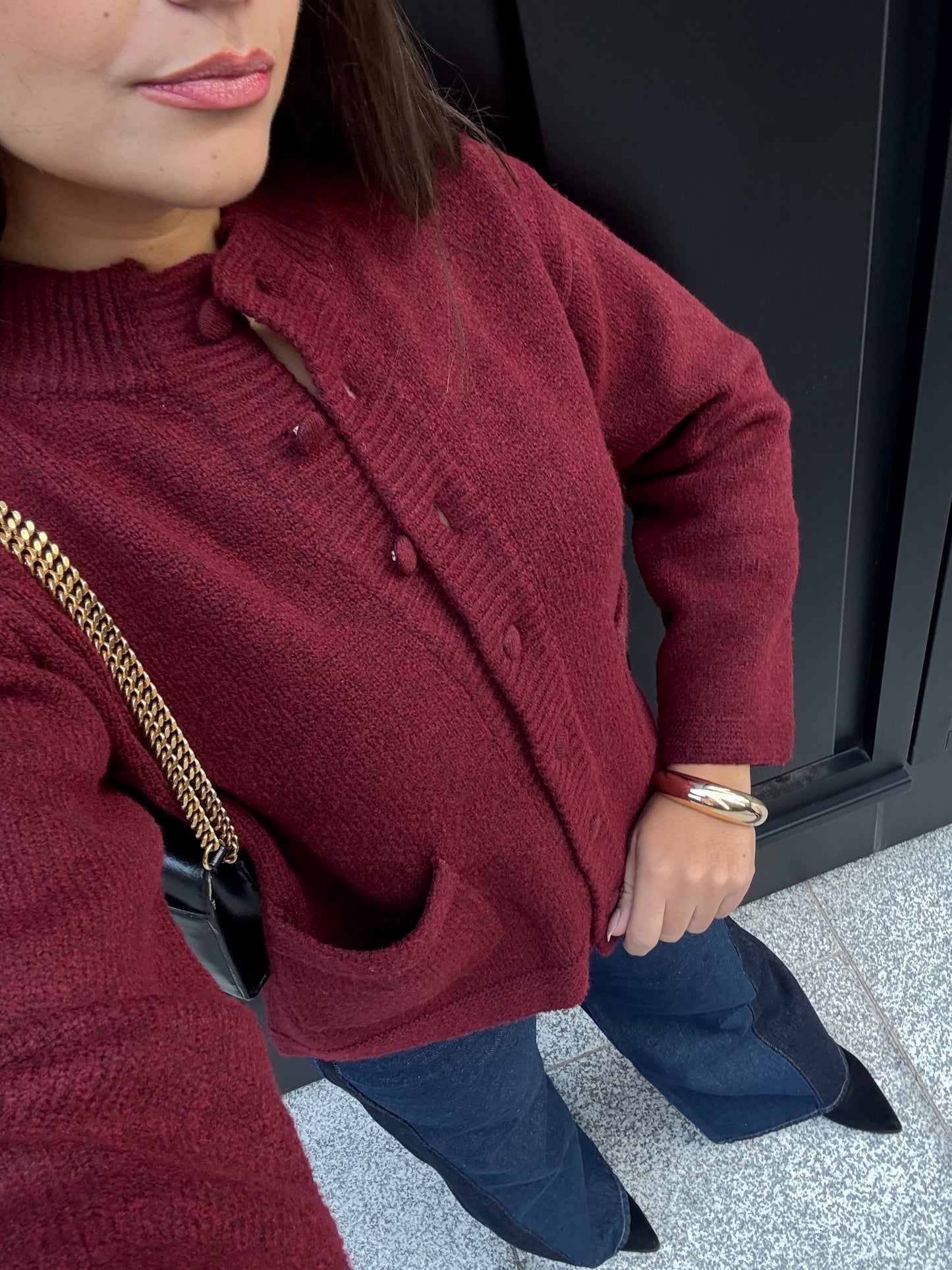 Cardigan en laine bordeaux