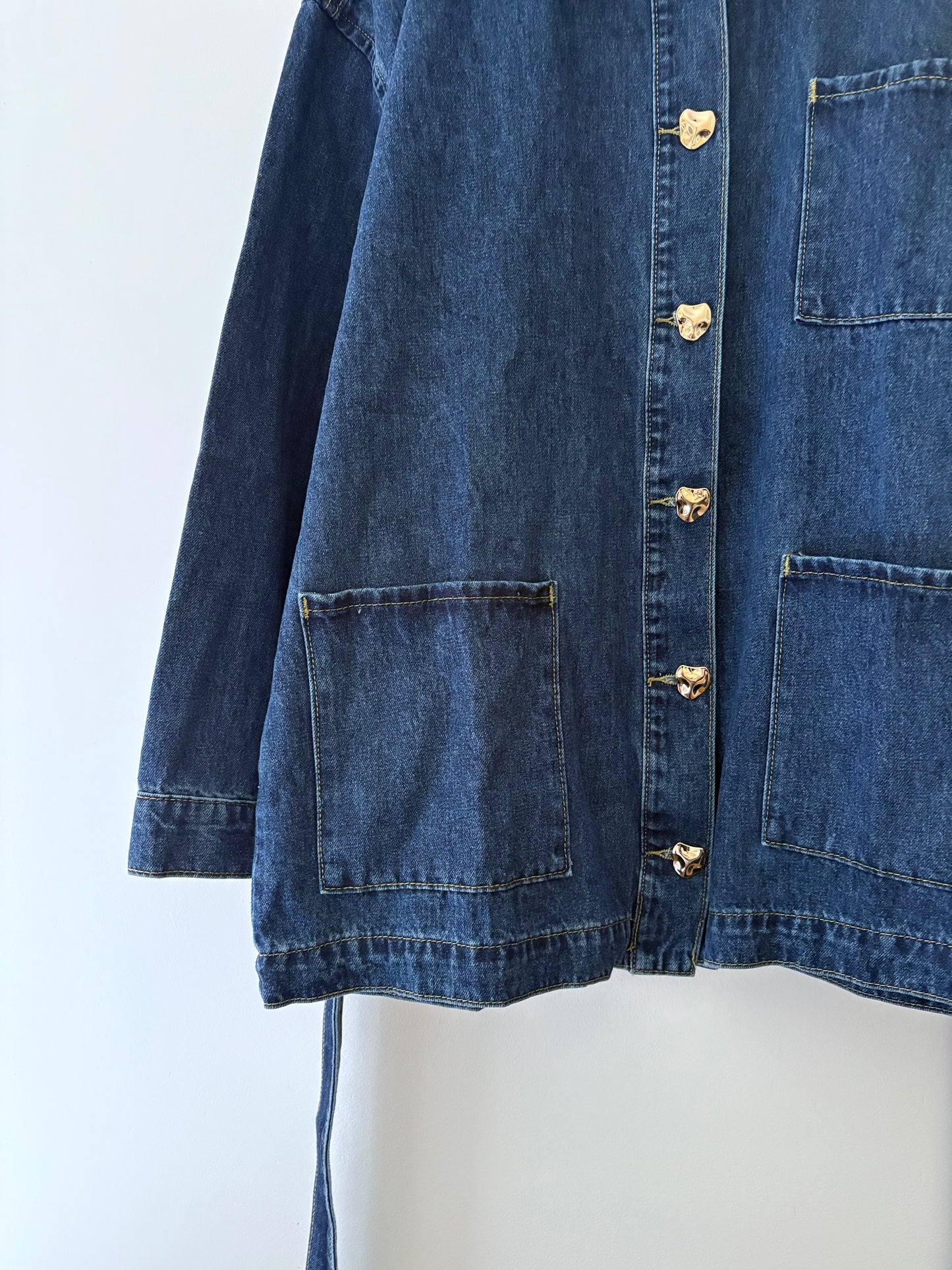 Veste en jean bleu foncé boutons dorés