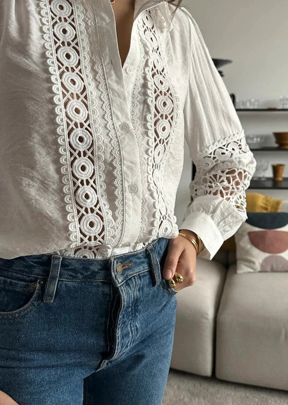 Chemise blanche broderie crochet