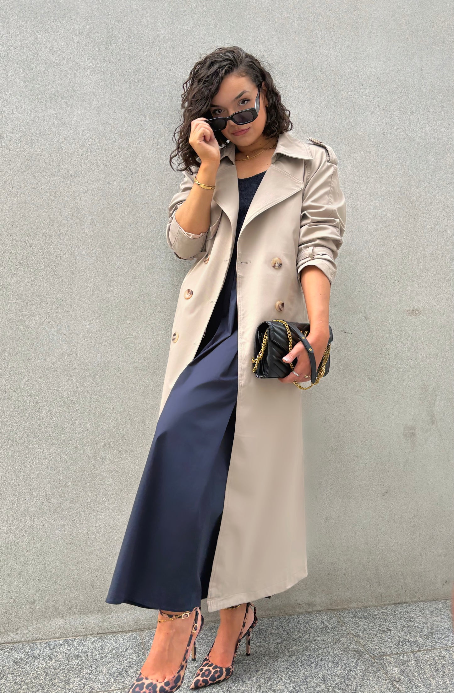 Trench Coat Maxi Longueur Taupe