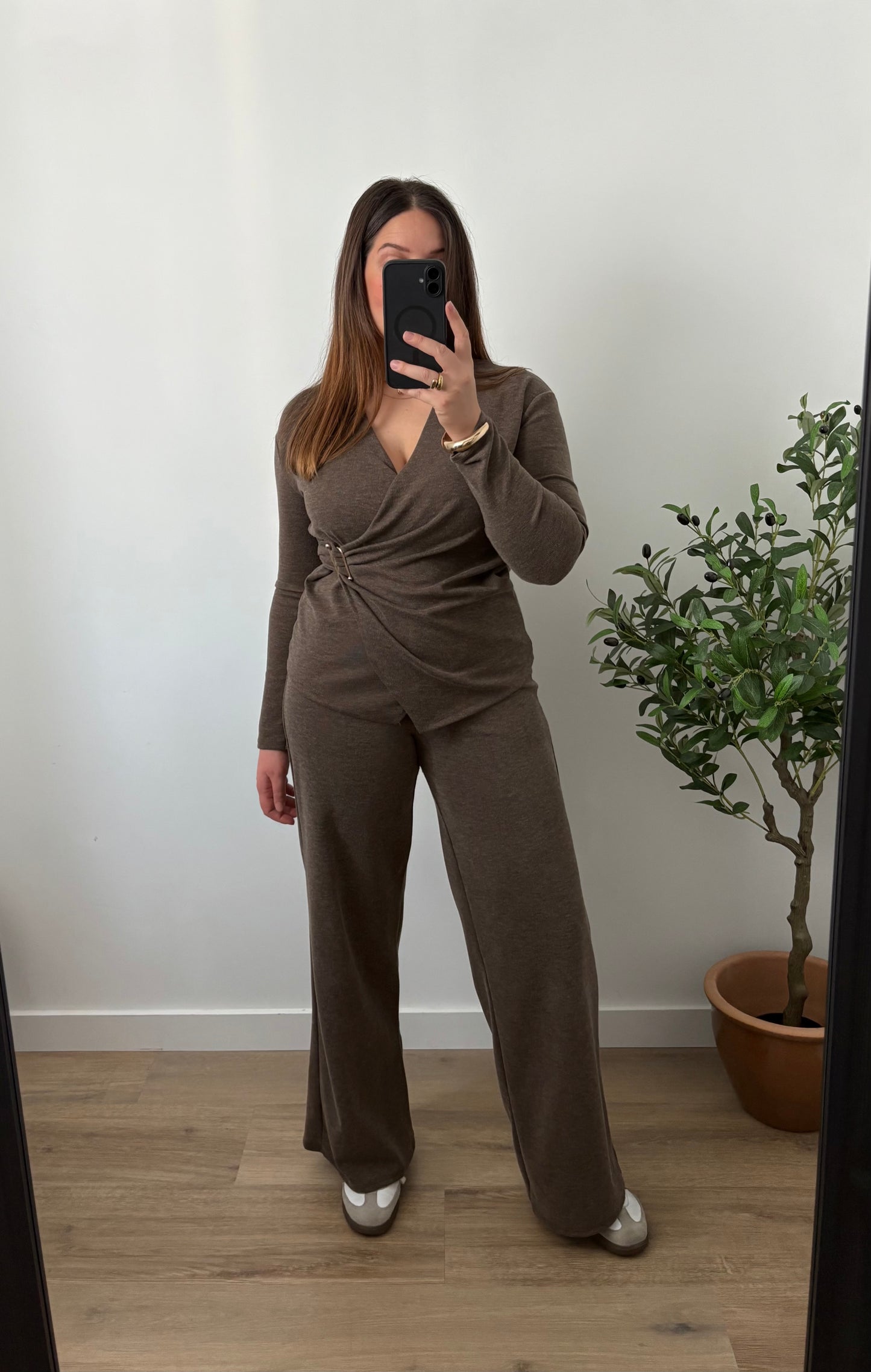 Ensemble confort marron Haut Boucle dorée & Pantalon
