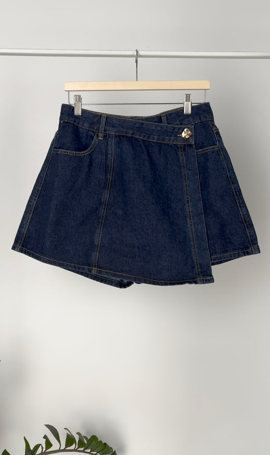 Jupe short en jean bleu foncé