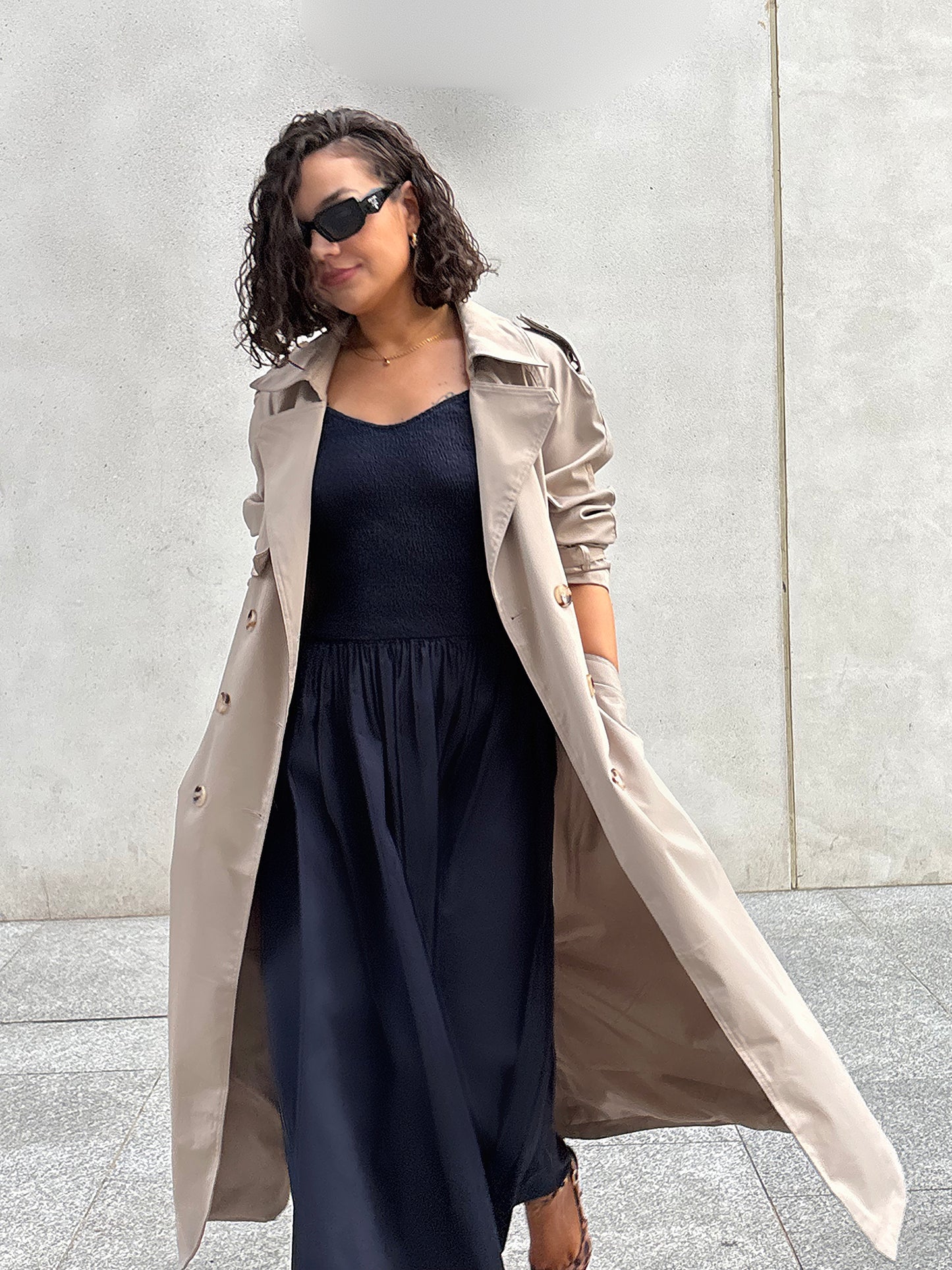 Trench Coat Maxi Longueur Taupe