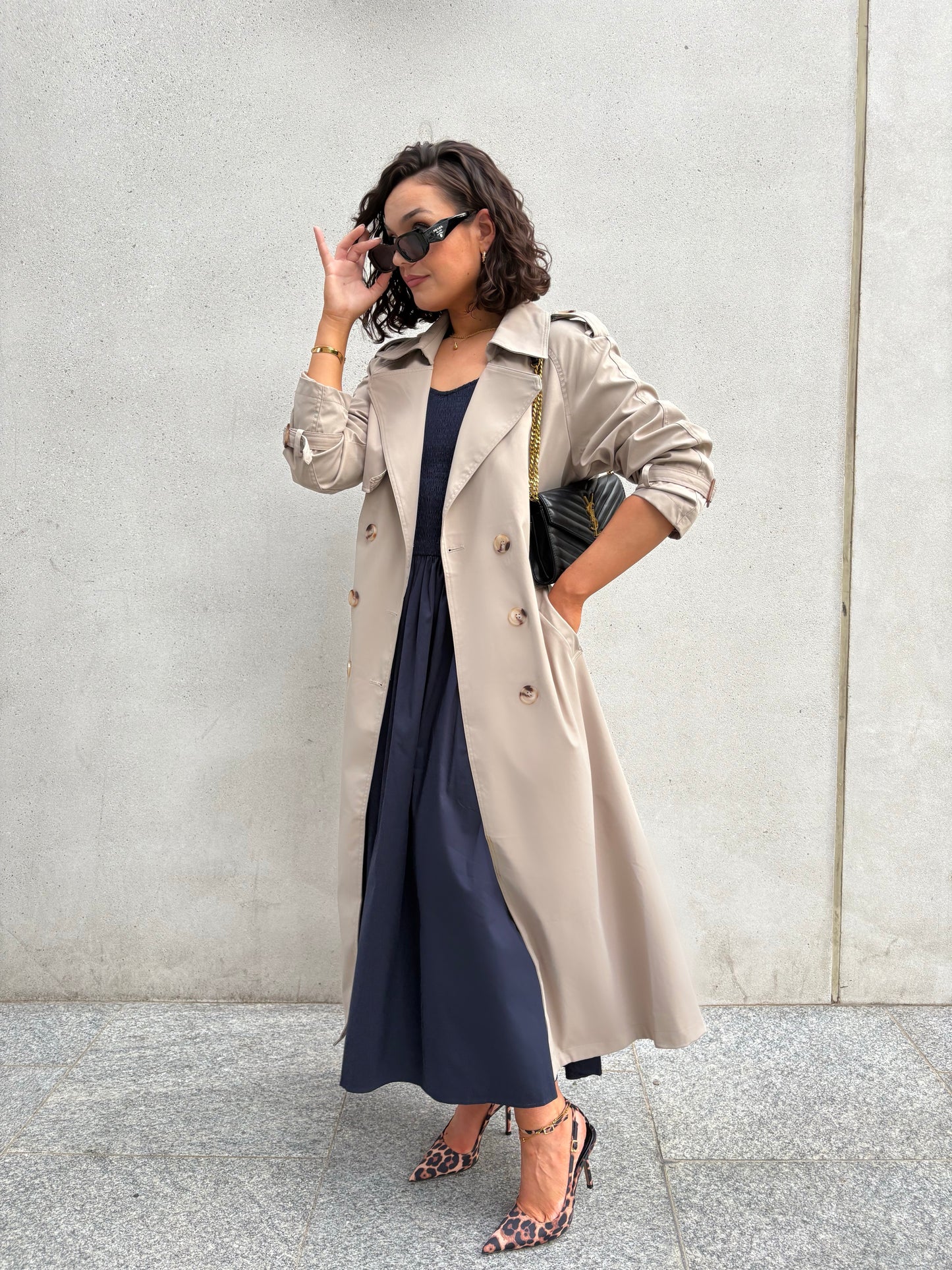 Trench Coat Maxi Longueur Taupe