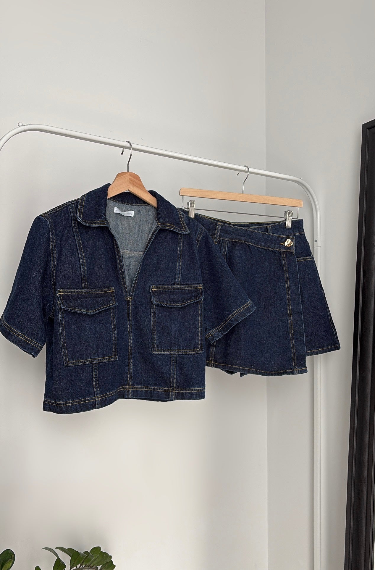 Blouse en jean manches courtes