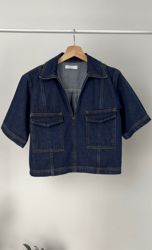 Blouse en jean manches courtes