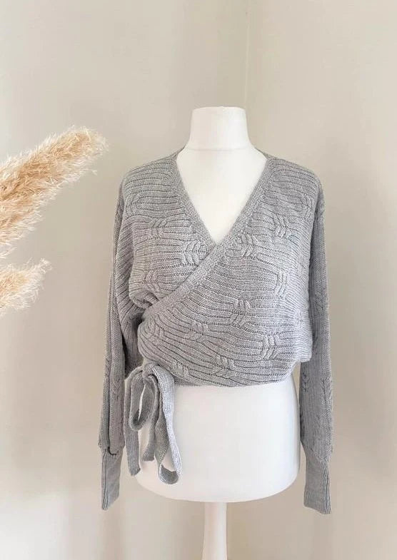 Cardigan gris à nouer