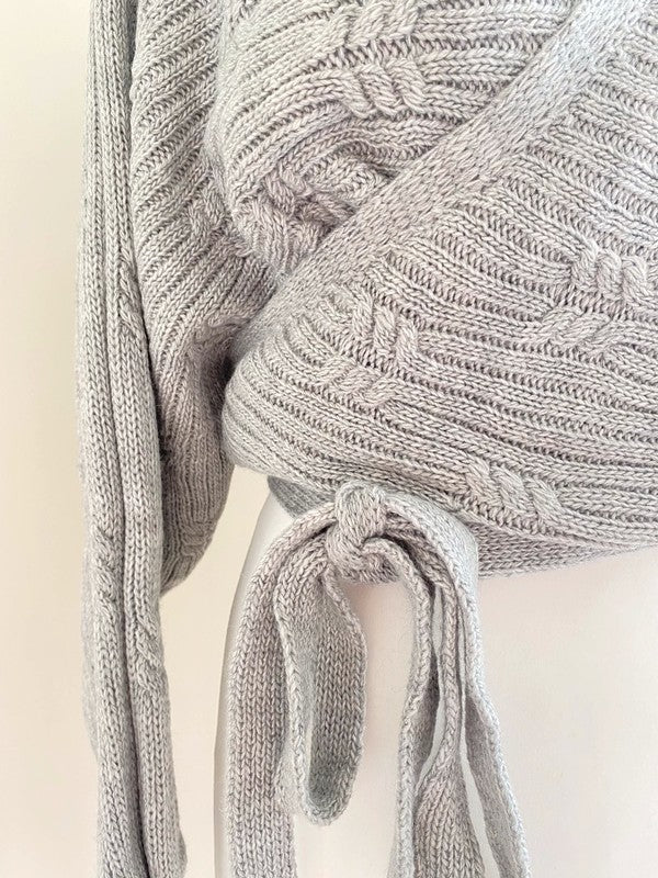 Cardigan gris à nouer