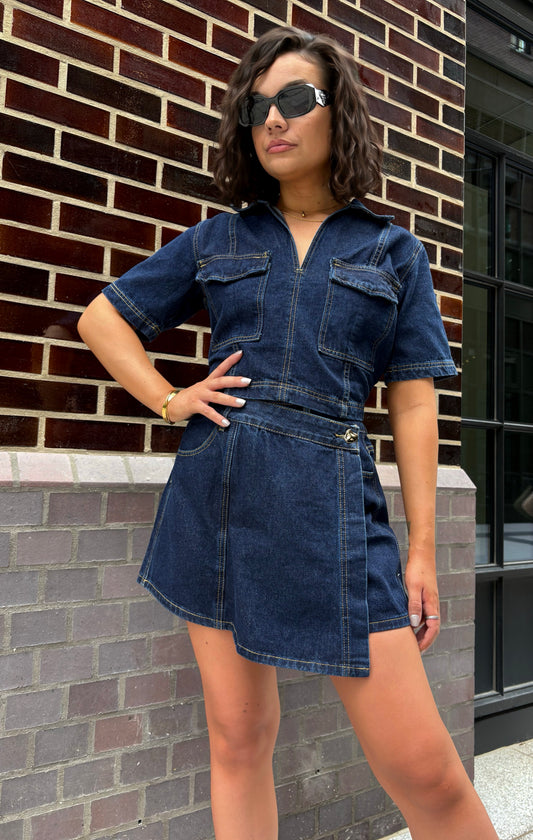 Blouse en jean manches courtes