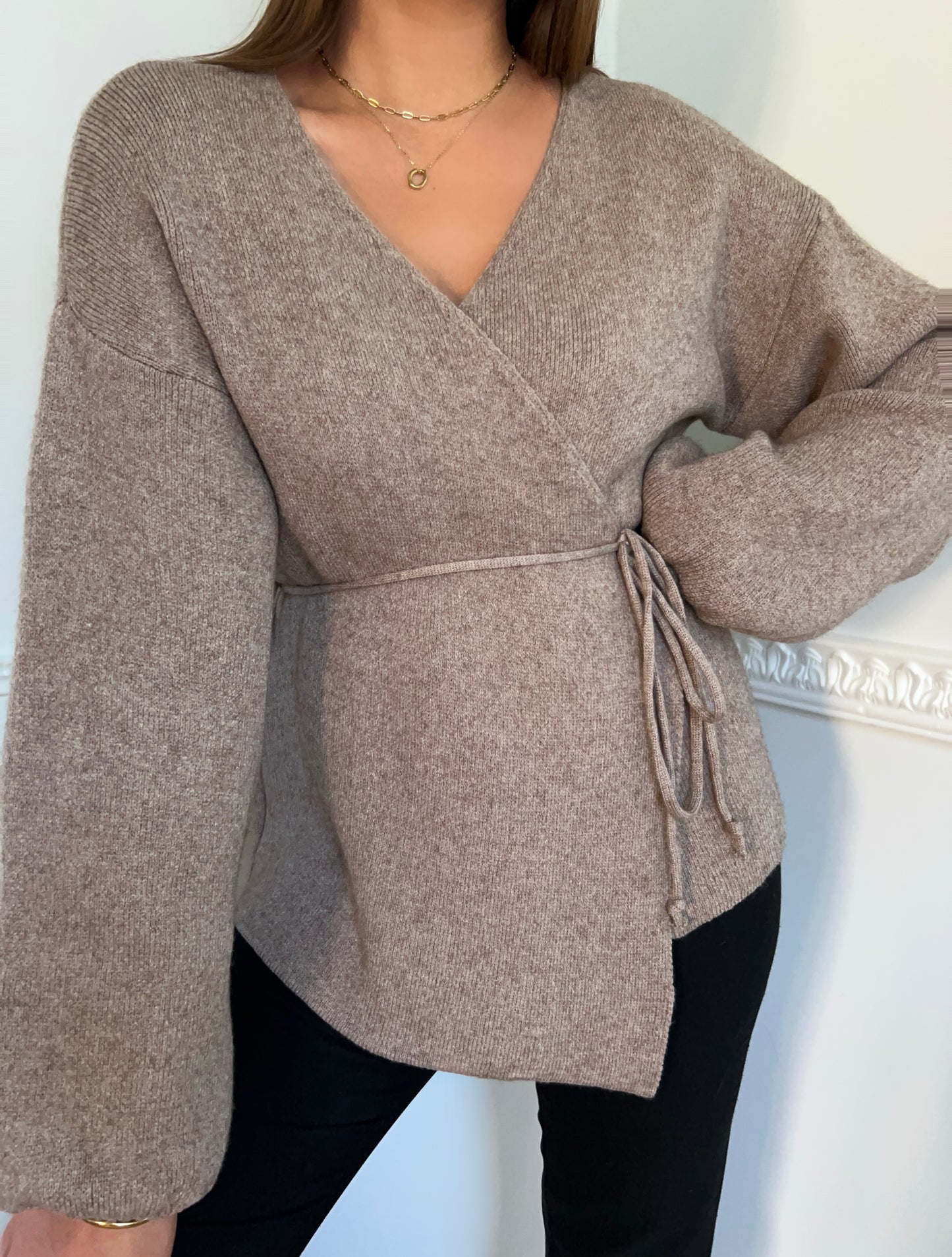 Pull Taupe à Nouer