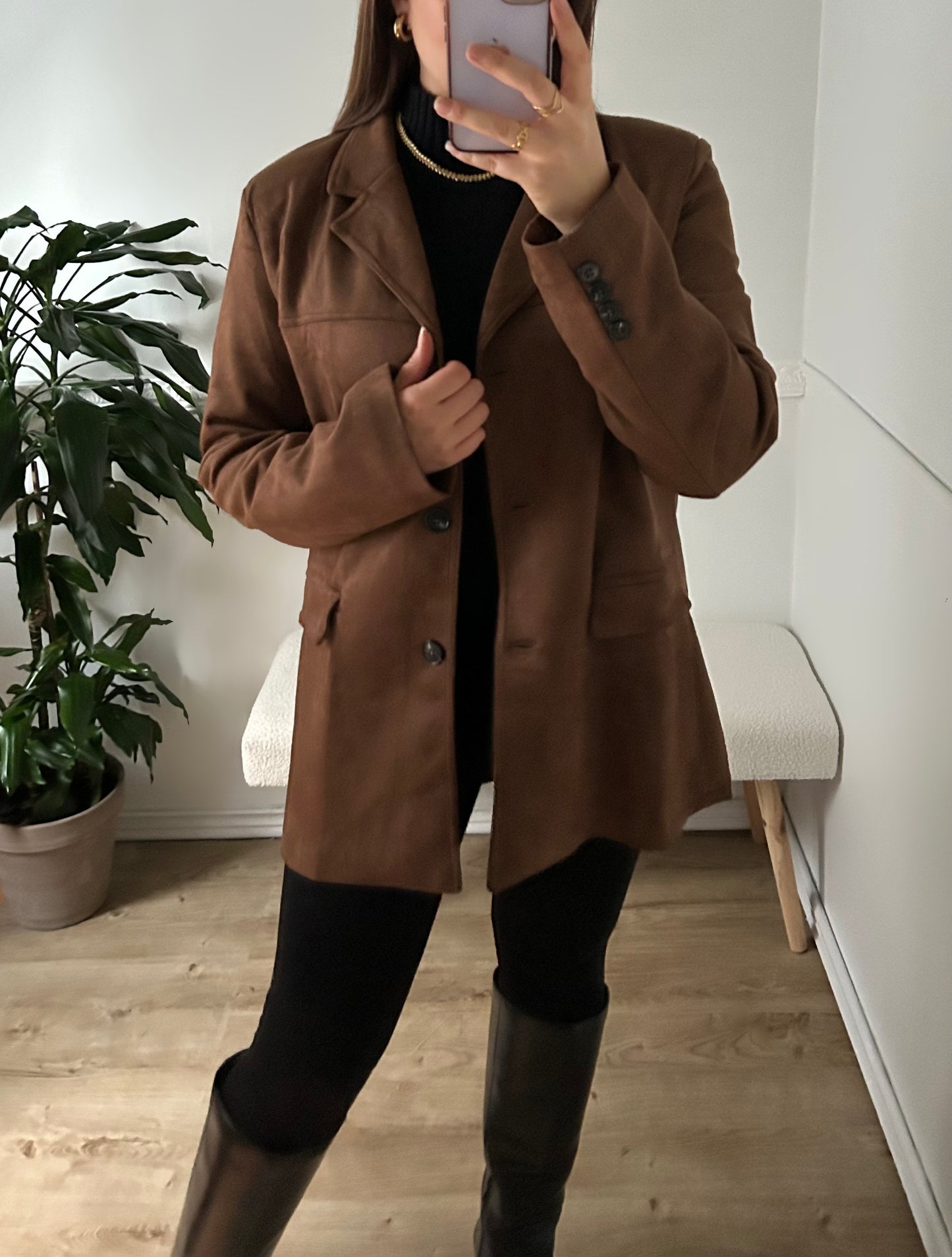 Blazer en Suède Marron Oversize