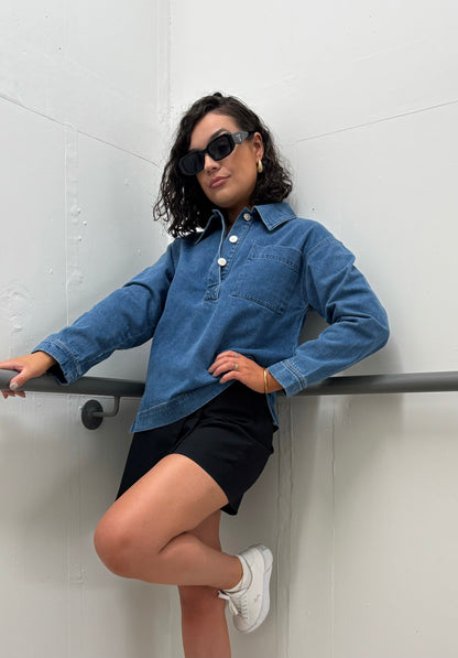 Blouse en jean bleu