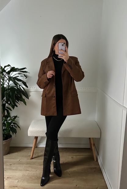 Blazer en Suède Marron Oversize