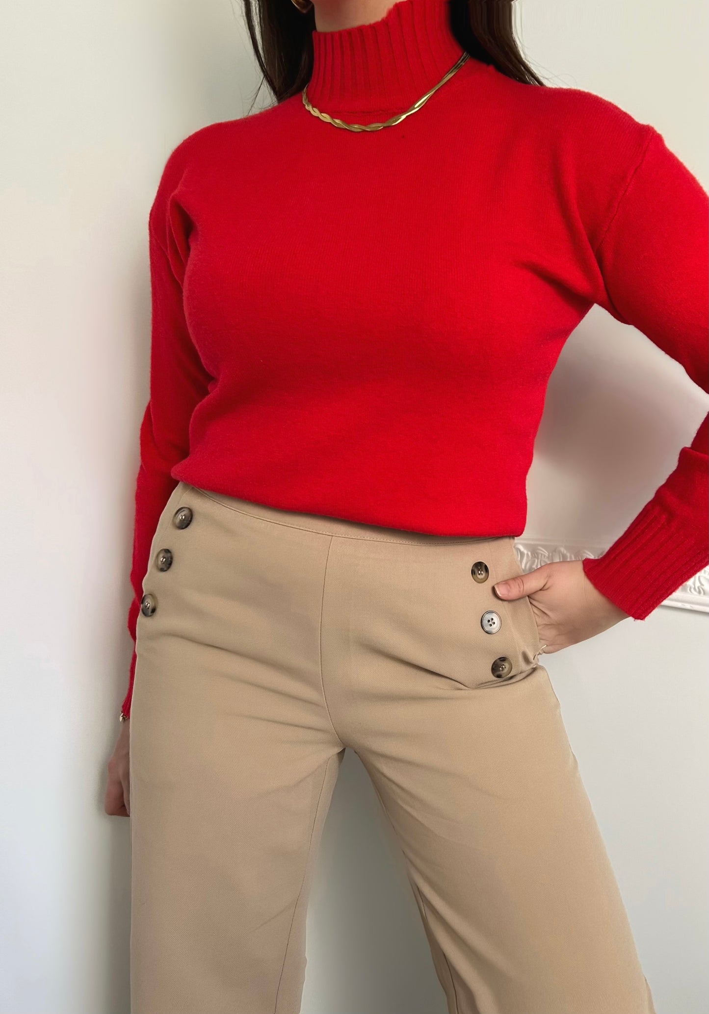 High Neck Red Jumper