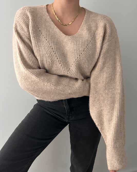 The Beige Pointelle Knit Jumper