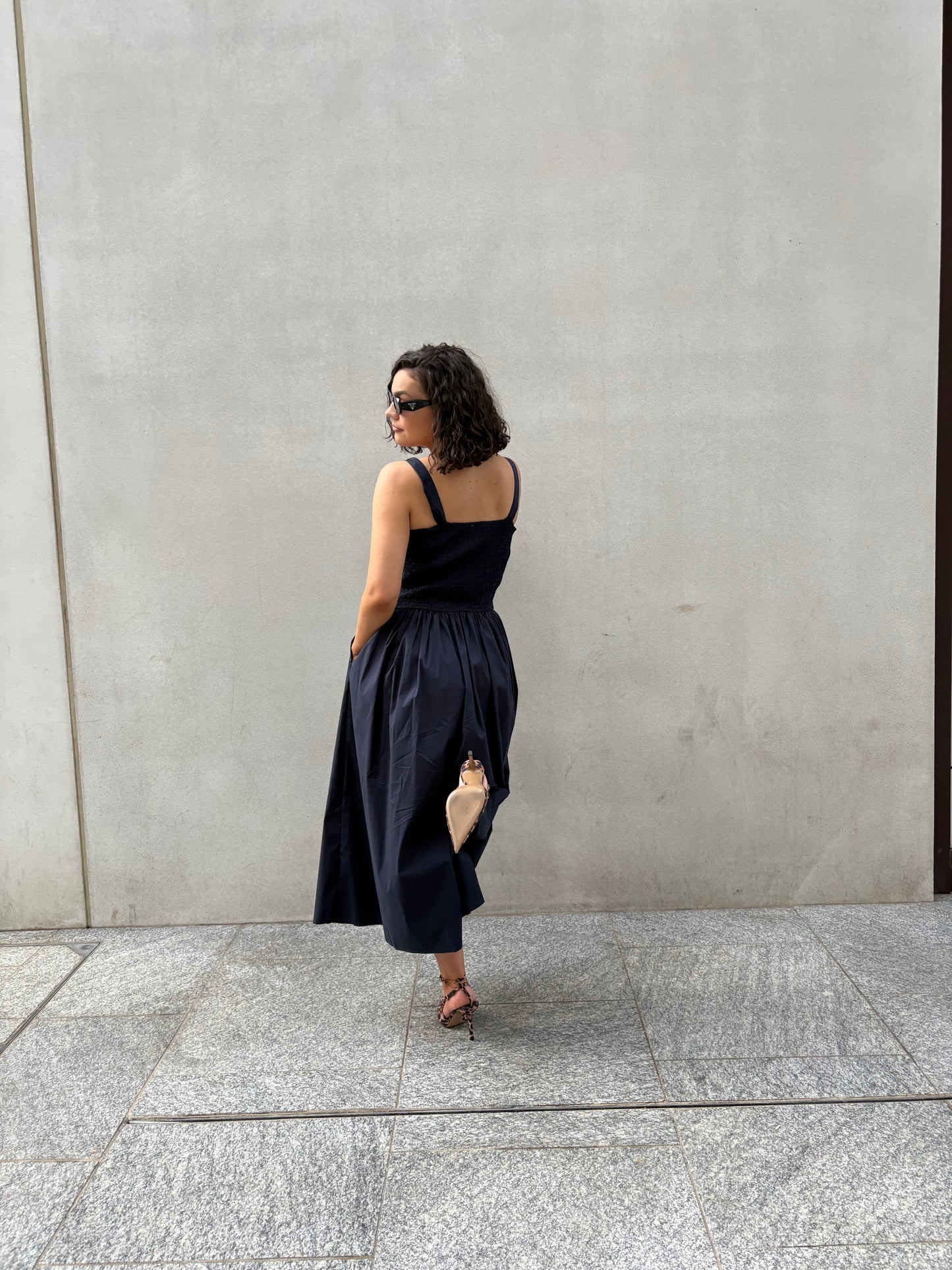 Robe longue bouffante marine