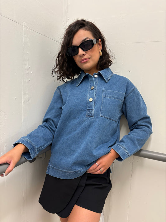 Blouse en jean bleu