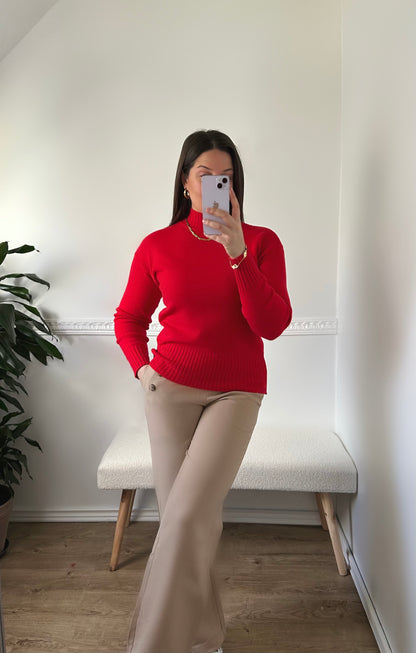 High Neck Red Jumper