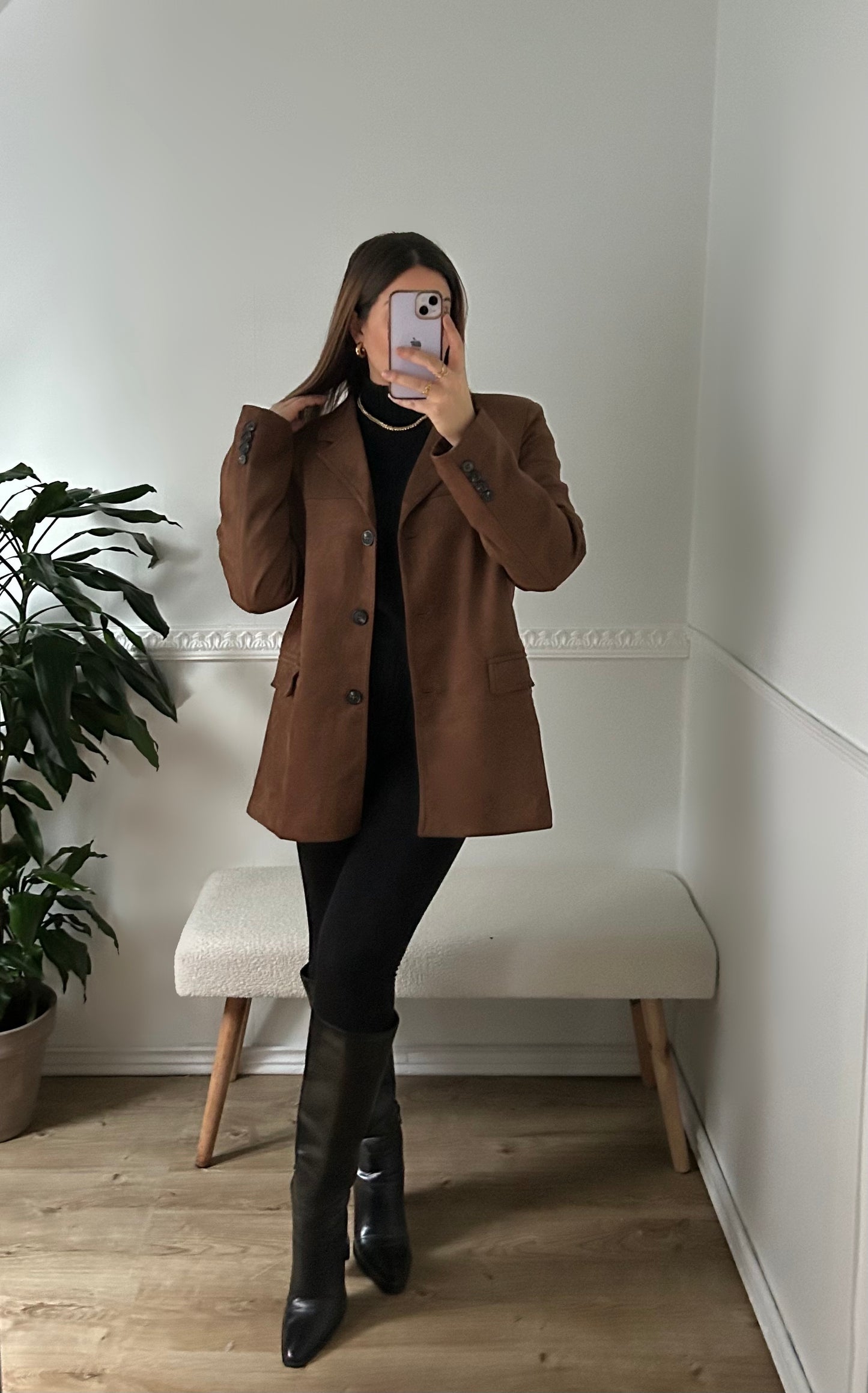 Blazer en Suède Marron Oversize