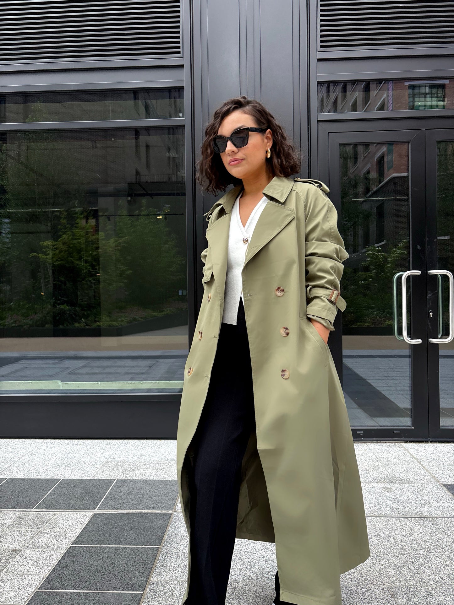 Trench Coat Maxi Longueur Kaki