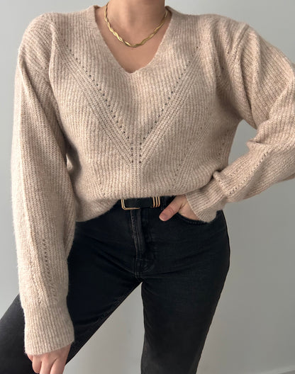 The Beige Pointelle Knit Jumper