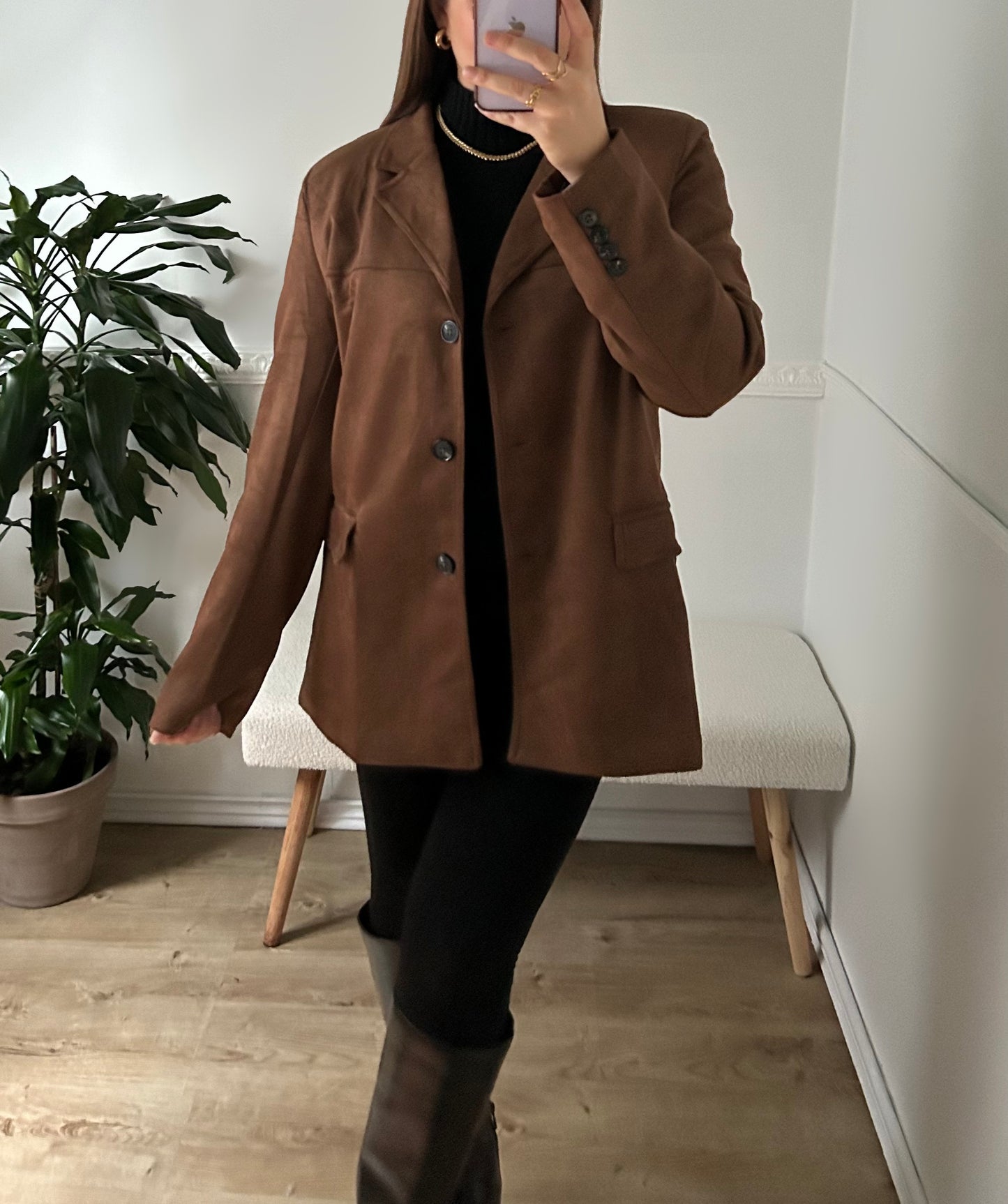 Blazer en Suède Marron Oversize