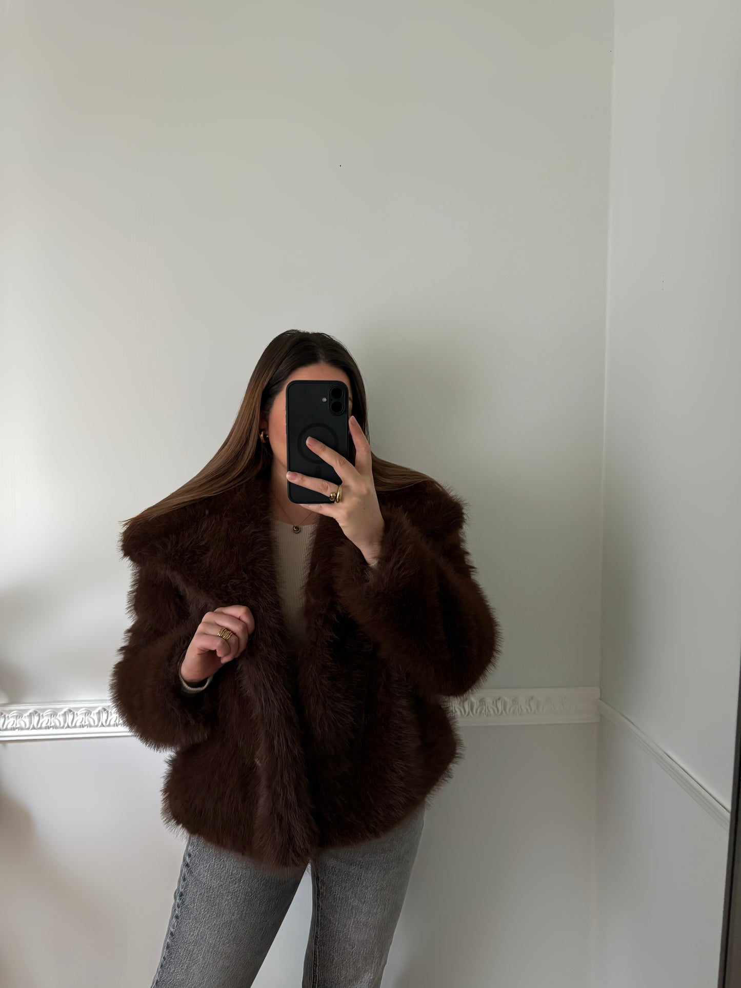 Manteau en fausse Fourrure Marron (Nouveau modèle)