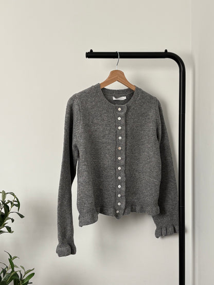 Cardigan en laine gris à ondulations