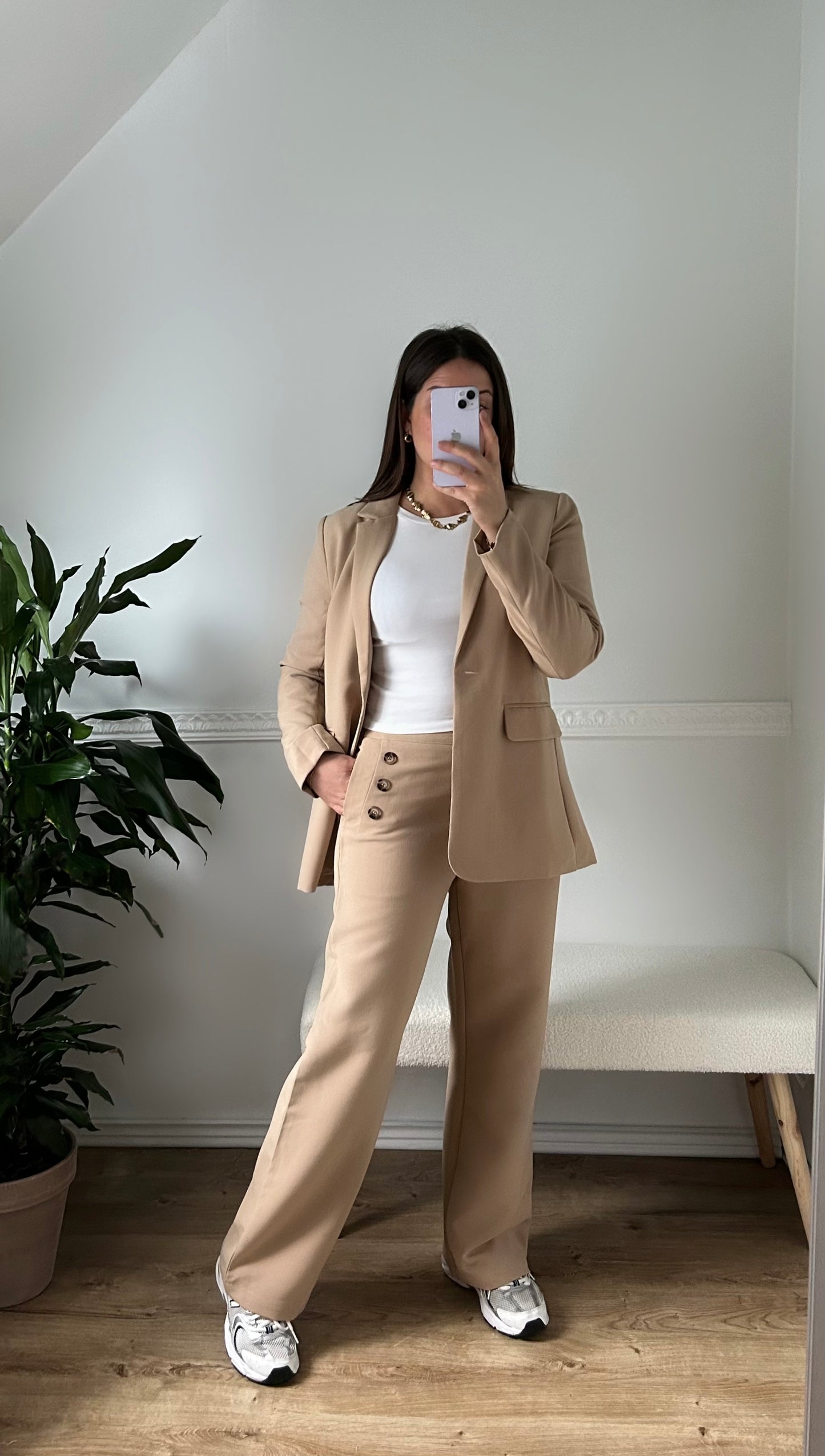 The Camel Buttoned Suit Trousers