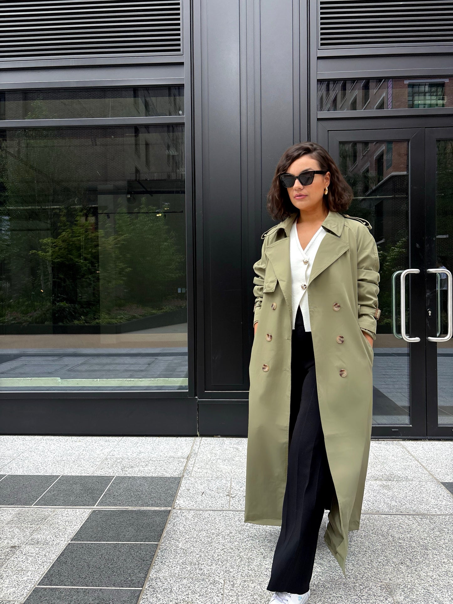 Trench Coat Maxi Longueur Kaki
