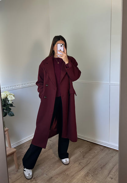 Manteau Long Oversize Bordeaux