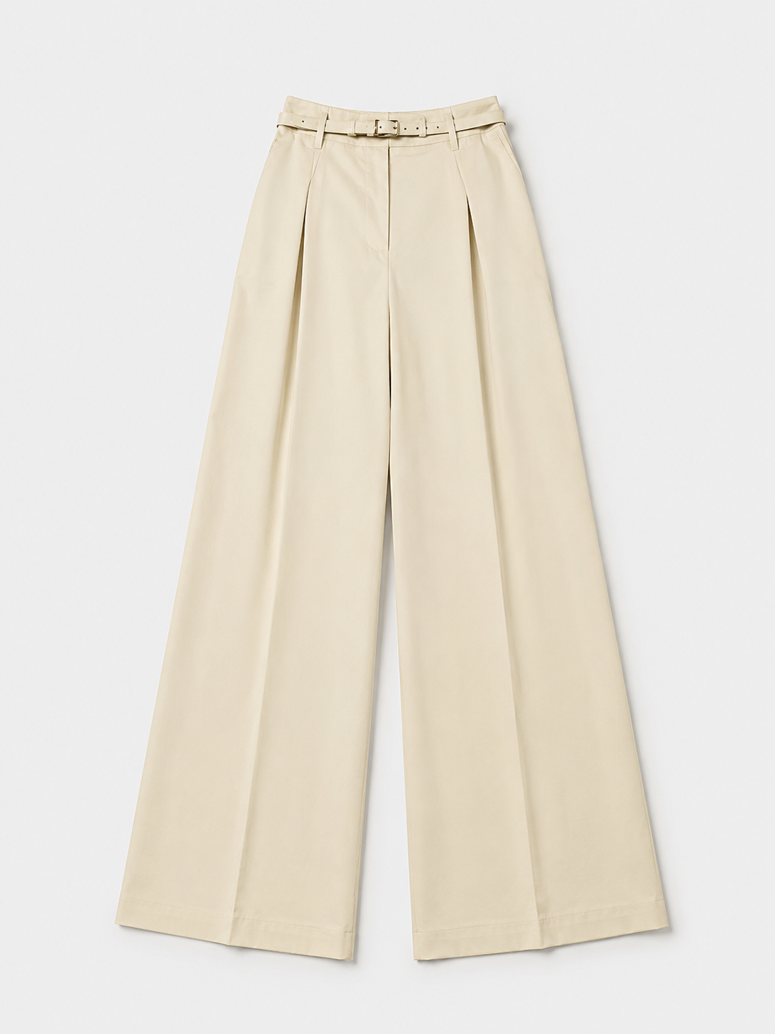 Pantalon large jaune pâle avec ceinture
