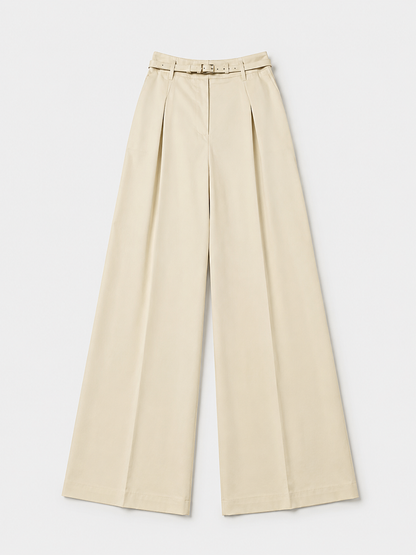 Pantalon large jaune pâle avec ceinture
