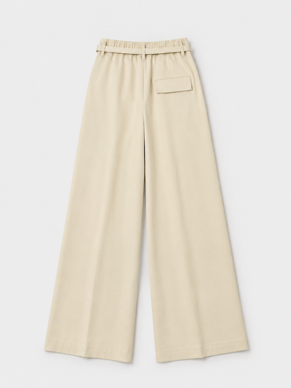 Pantalon large jaune pâle avec ceinture