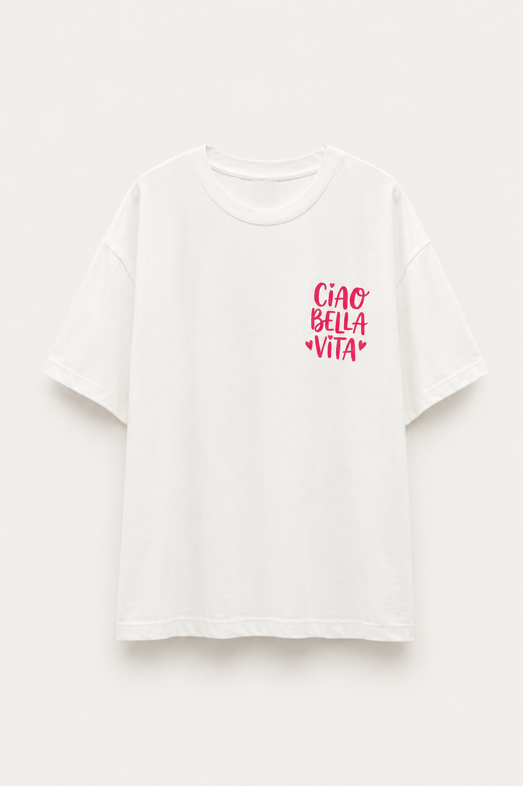 T-shirt oversize blanc imprimé la dolce vita