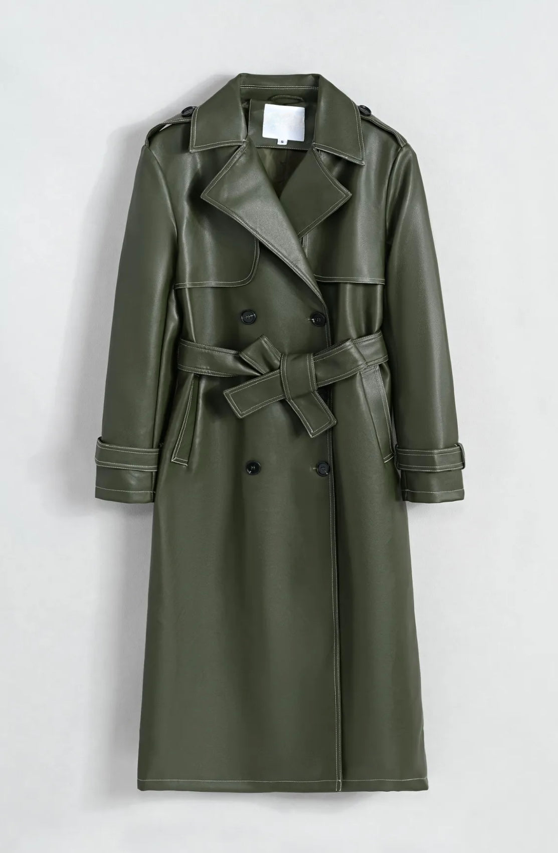 Le Trench coat en cuir vegan kaki