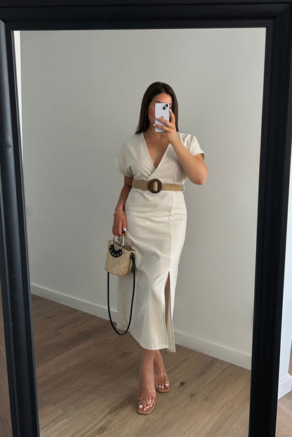 Olivia - La Robe Longue en Lin Fendue