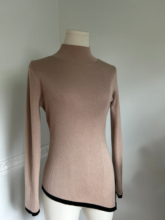 Pink beige and black unstructured jumper