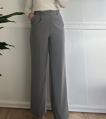 Pantalon jambes larges gris