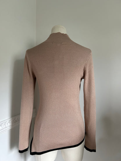 Pink beige and black unstructured jumper